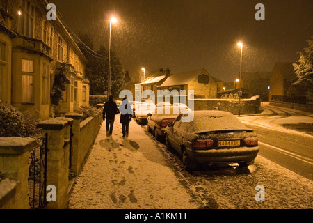 Freak snowstorm blizzard in Cirencester Stock Photo