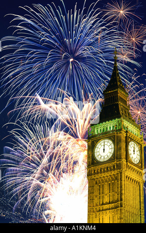 Big Ben New Years Eve fireworks London UK England Great Britain Stock ...