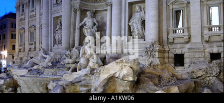 A panoramic side view of the Trevi Fountain Rome Italy Stock Photo