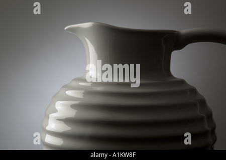 White ribbed pitcher or jug Stock Photo
