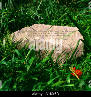 The Dylan Thomas Memorial Stone in Cwm Donkin Park Swansea Wales UK where Dylan played as a child Stock Photo