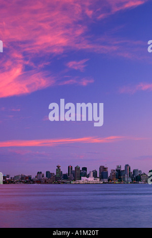 The Vancouver city skyline as seen from across Burrard Inlet.