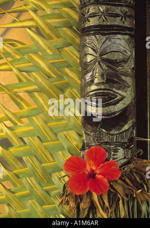 Traditional wood carving, Rarotonga, Cook Islands Stock Photo