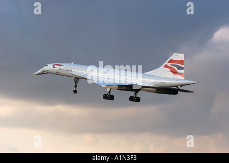 Concorde final commercial flight arriving at Heathrow airport Stock Photo