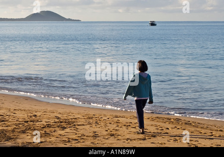 Woman Walking on Kihei Beach, Maui Stock Photo