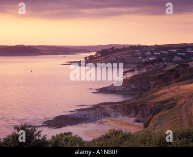 View up the Carrick Roads from St Anthony Head toward St Mawes castle Cornwall England UK Stock Photo