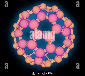 3D computer model of buckyball molecule Stock Photo