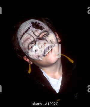 Boy aged 9 dressed as zombie for halloween Stock Photo