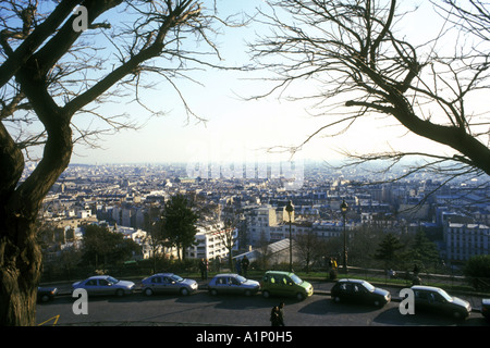 The skyline of Paris from the Sacre Coeur in Paris City, France Stock Photo