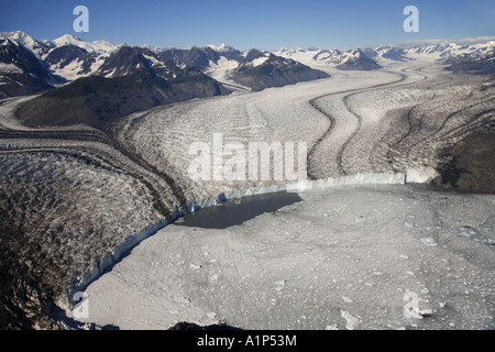 Aerial Columbia Glacier and Columbia Bay Prince William Sound Chugach National Forest Alaska Stock Photo