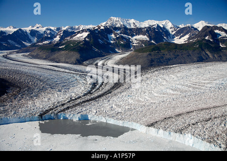 Aerial Columbia Glacier and Columbia Bay Prince William Sound Chugach National Forest Alaska Stock Photo