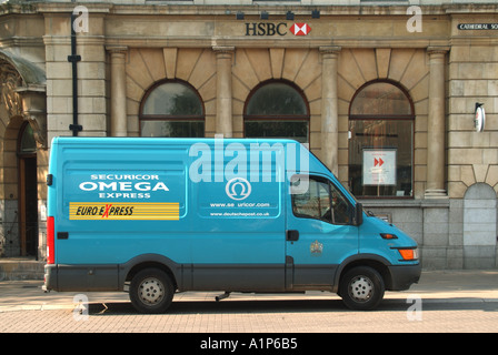 Peterborough Securicor Omega Express parcel service van parked in