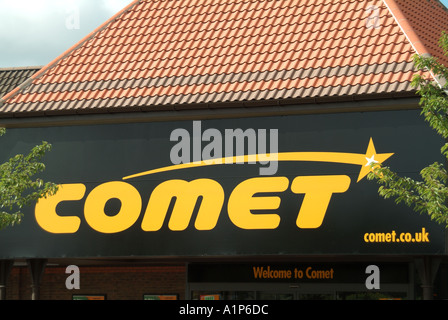 Chelmsford Chelmer Village retail park Comet electrical store sign roof tiles above Essex England UK Stock Photo
