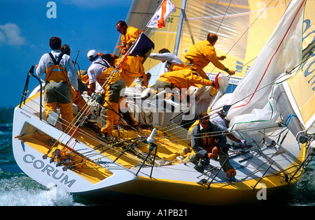 French racing yacht Corum at mark rounding Admirals Cup Cowes Isle