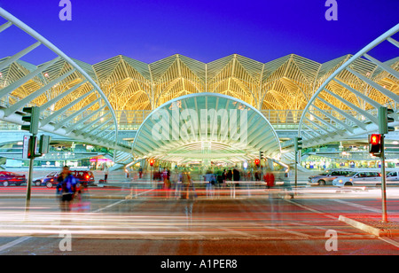 Train and metro station Gare do Oriente, Lisbon, Portugal, Europe Stock Photo