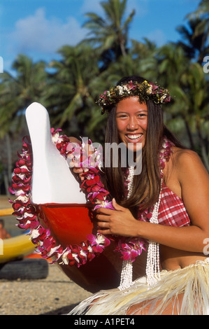 Hawaii, Honolulu, Hawaiian Native Girl Stock Photo