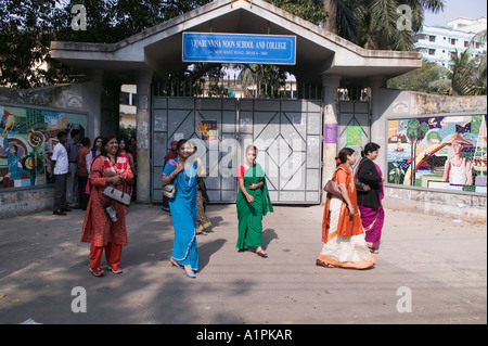 Women coming out of a local school in Bangladesh Stock Photo