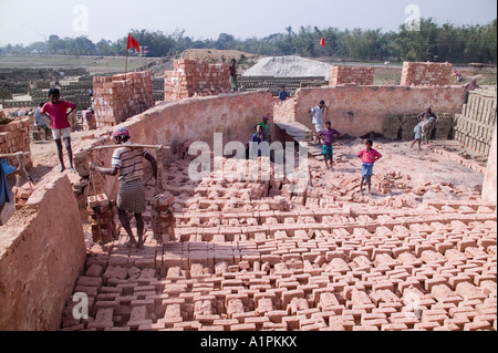 A brick making factory in northern Bangladesh Stock Photo