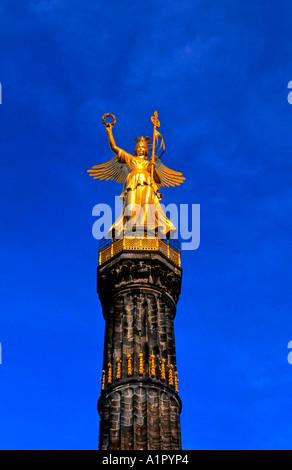 Victoria statue on the top of the Siegessäule, Victory Cloumn, Berlin, Germany, Europe Stock Photo