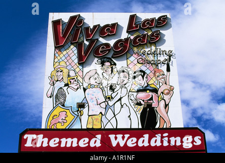 The sign of the Viva Las Vegas Wedding Chapel  Las Vegas Nevada USA Stock Photo