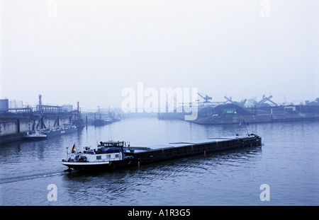 Barge on the river Ruhr in Duisburg, North Rhine-Westphalia, Germany. Stock Photo