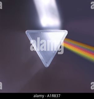 Prism Light With White Light Changing to Color Light Beam Stock Photo