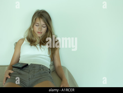 Woman lounging Stock Photo