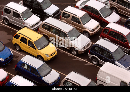 NEW SUZUKI CARS AND VANS PARKED AT AVONMOUTH DOCKS NEAR BRISTOL UK Stock Photo