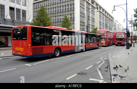 Articulated single decker bus in Oxford Street London Stock Photo