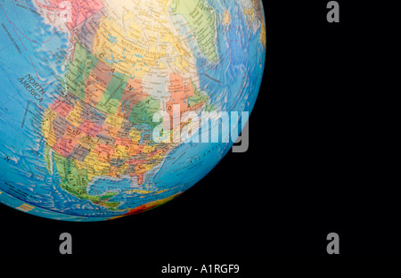 close up of political globe showing north america USA Canada Stock Photo