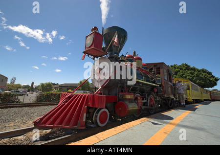 Historic Sugar Cane Train at Lahaina station, Lahaina, Maui, Hawaii, USA (Aug 2006) Stock Photo