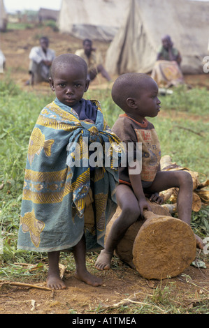 TWO CHILD REFUGEES FROM BURUNDI IN RWANDA Stock Photo