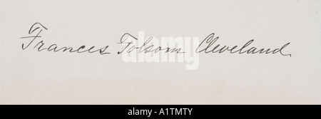 Signature of Frances Clara Folsom Cleveland Preston, 1864 - 1947. Wife of  President Stephen Grover Cleveland. Stock Photo