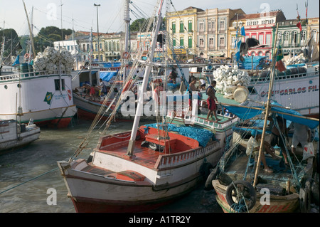 Fishing boats in the old harbour Belem Para state Brazil Stock Photo