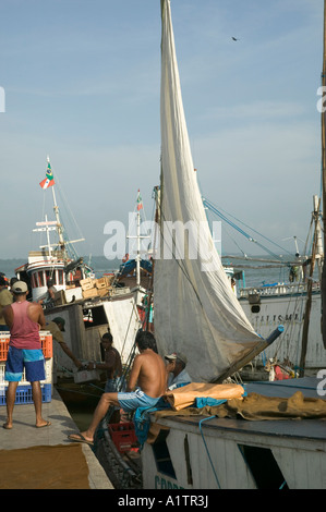 Fishing boats in the old harbour Belem Para state Brazil Stock Photo