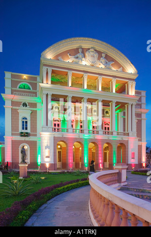 Dusk view of Teatro Amazonas opera house in Manaus Amazonas state Brazil Stock Photo