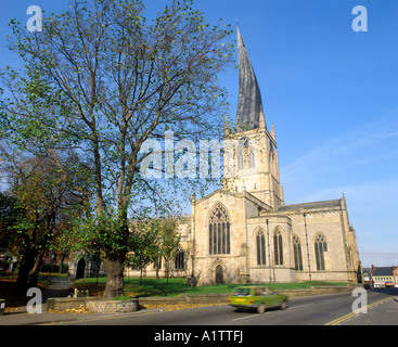 The 'Crooked Spire' church in the Peak District town of Chesterfield in Derbyshire