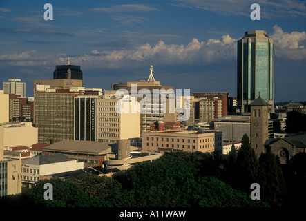 downtown, office building, office buildings, business district, commercial district, city of Harare, Harare, Harare Province, Zimbabwe Stock Photo
