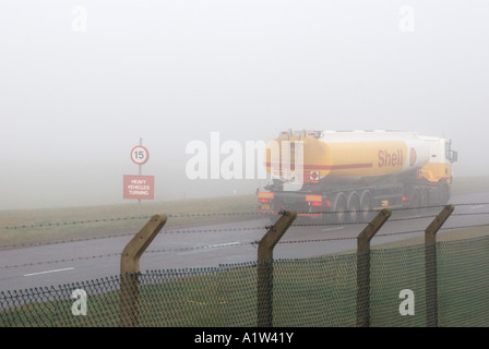 Birmingham International Airport in thick winter fog, West Midlands, England, UK Stock Photo