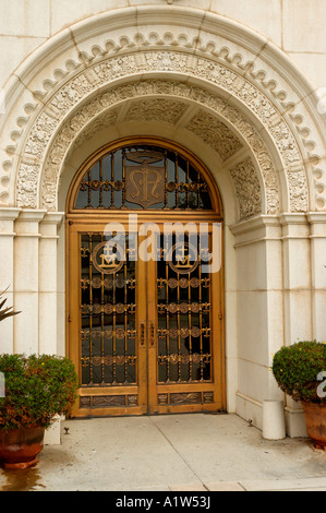 Doors at the entrance to the Immaculata Parish church on the campus of University of San Diego USD in San Diego, California, USA Stock Photo