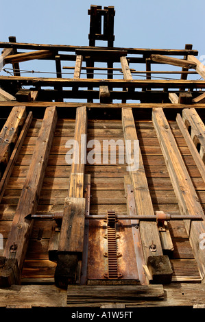 Exterior lower terminal for ore tramway at Keane Wonder Mine site Death Valley National Park California Stock Photo