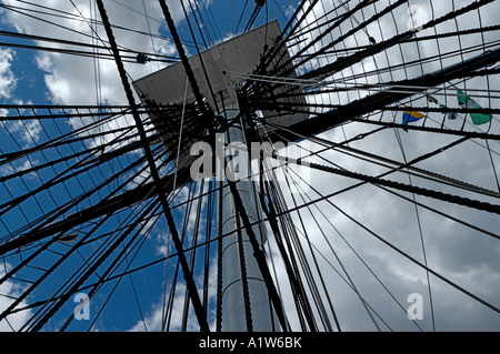 Mast and rigging of the Naval ship USS Constitution