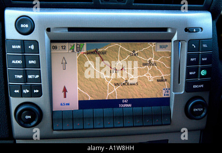 In Car Sat Nav (Fiat Stilo) Stock Photo