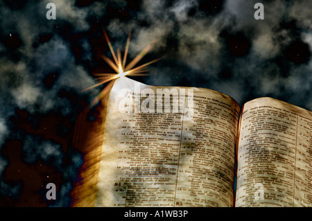 A Copy Of The Bible, Opened At The Hebrew Book Of Psalms. Stock Photo