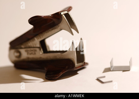 Staple remover open with staples close up Stock Photo
