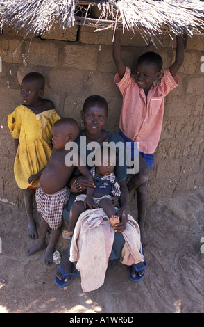 Katakwi Uganda HIV positive mother Magdalena Okure aged 45 has 8 children her husband died 4 years ago Stock Photo