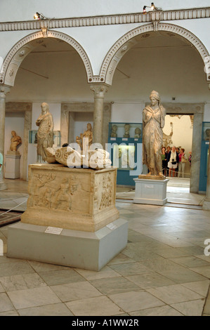 Sculptures from Carthage and mosaic floor in Carthage Room of The Bardo museum in Tunis, capital of Tunisia Stock Photo
