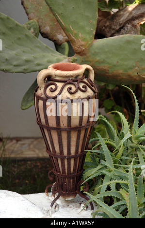 Decorative vase in Dar el Annabi traditional house in Sidi Bou Said city, Tunisia Stock Photo
