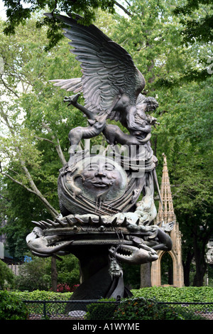 Massive statue outside of the Cathedral of Saint John the Divine Stock ...