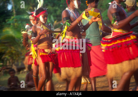 Dancers at Yam festival celebration Trobriand Islands Papua New Guinea Stock Photo